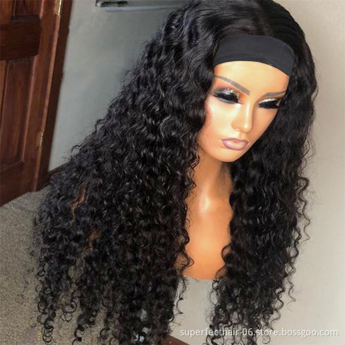 Human hair wig with headband wholesale headband wigs synthetic wig